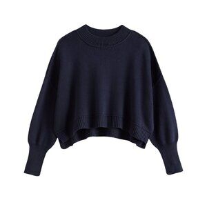 RD Style Sumire Navy Cropped Sweater NWT